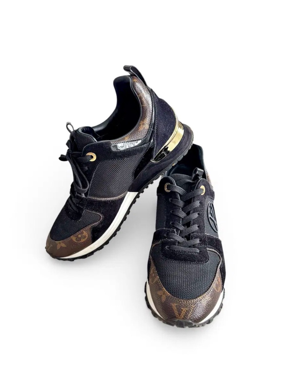 Louis Vuitton Black and Brown Women's Monogram Lace-Up Sneakers